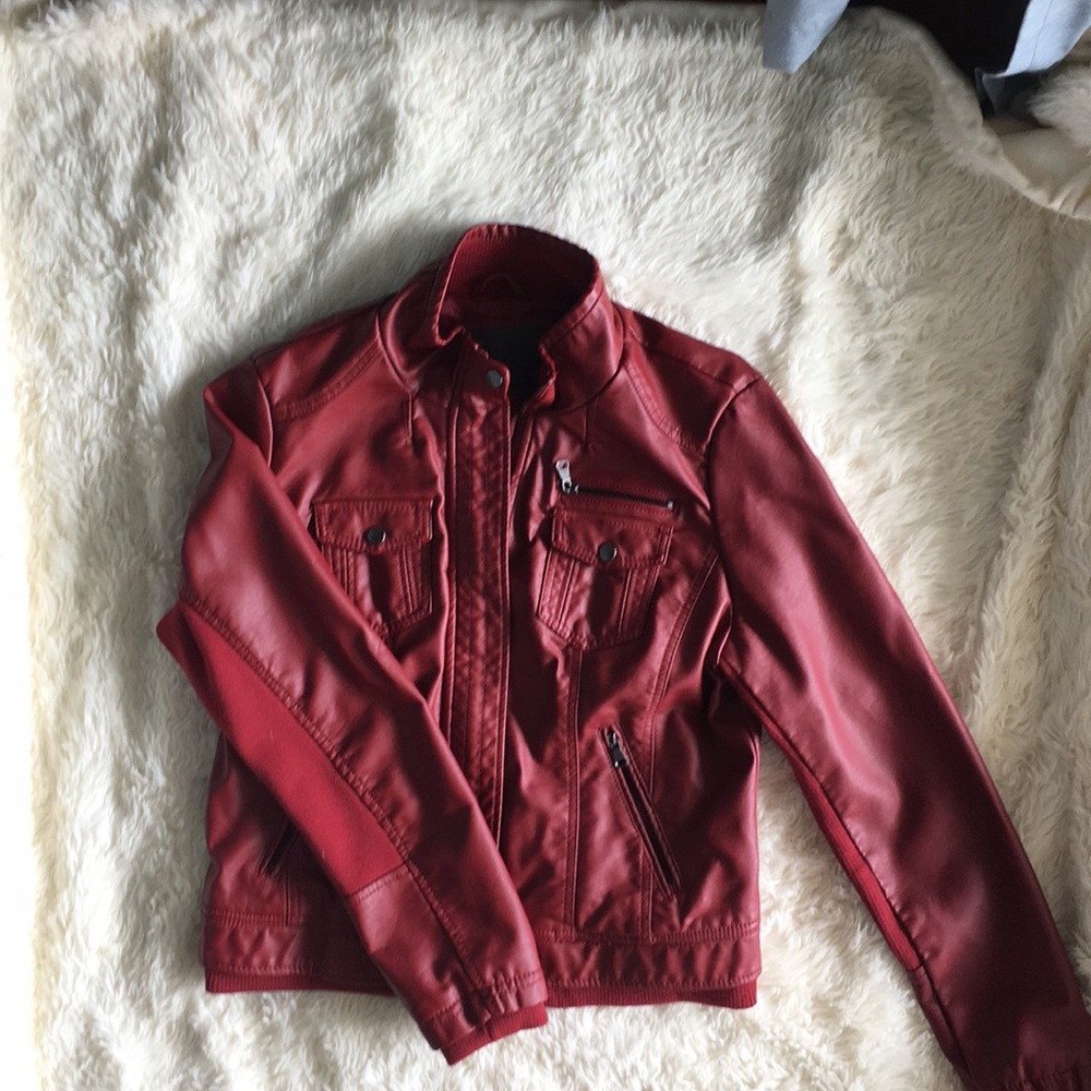Red moto jacket
